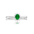 Emerald Ring 4x5mm Oval Emerald & 0.12ct Diamonds in 18K White Gold