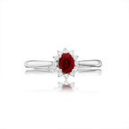 Ruby Ring 4x5mm Oval Ruby & 0.12ct Diamonds in 18K White Gold