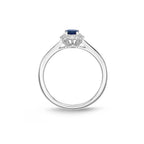 Sapphire Ring 4x5mm Oval Sapphire & 0.12ct Diamonds in 18K White Gold