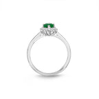 Emerald Ring 5x7mm Pear Emerald & 0.20ct Diamonds in 18K White Gold