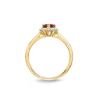 Ruby Ring 5x7mm Pear Ruby & 0.20ct Diamonds in 18K Yellow Gold