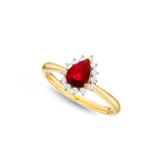 Ruby Ring 5x7mm Pear Ruby & 0.20ct Diamonds in 18K Yellow Gold