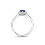 Sapphire Ring 5x7mm Pear Sapphire & 0.20ct Diamonds in 18K White Gold 