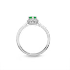Emerald Ring 4x6mm Pear Emerald & 0.13ct Diamonds in 18K White Gold