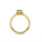 Emerald Ring 4x6mm Pear Emerald & 0.13ct Diamonds in 18K Yellow Gold
