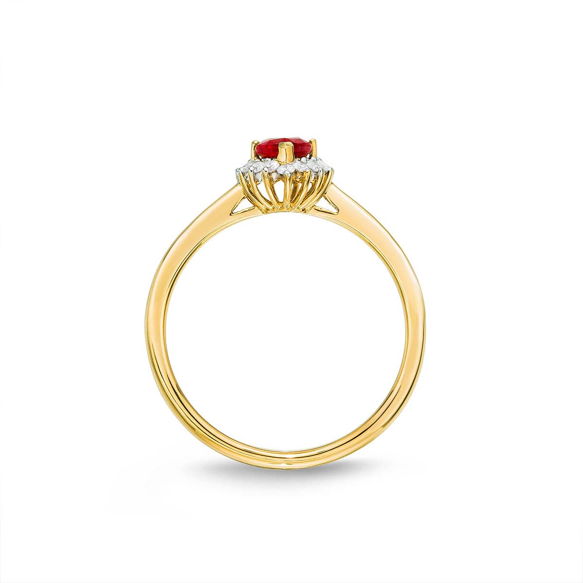 Ruby Ring 4x6mm Pear Ruby & 0.13ct Diamonds in 18K Yellow Gold
