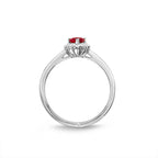 Ruby Ring 4x6mm Pear Ruby & 0.13ct Diamonds in 18K White Gold