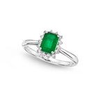 Emerald Ring 5x7mm Emerald & 0.21ct Diamonds in 18K White Gold