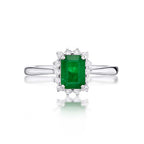 Emerald Ring 5x7mm Emerald & 0.21ct Diamonds in 18K White Gold
