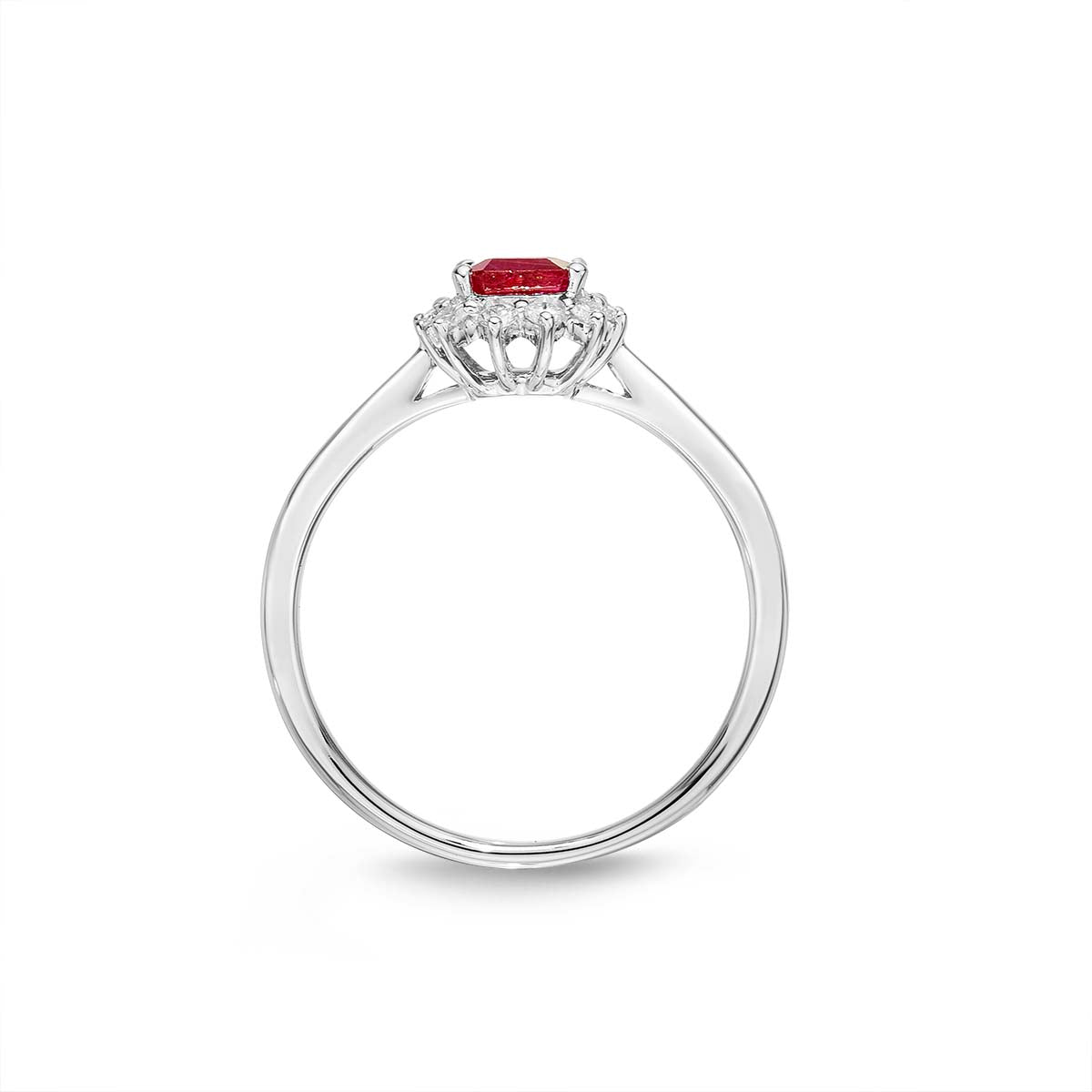 Ruby Ring 5x7mm Ruby & 0.21ct Diamonds in 18K White Gold