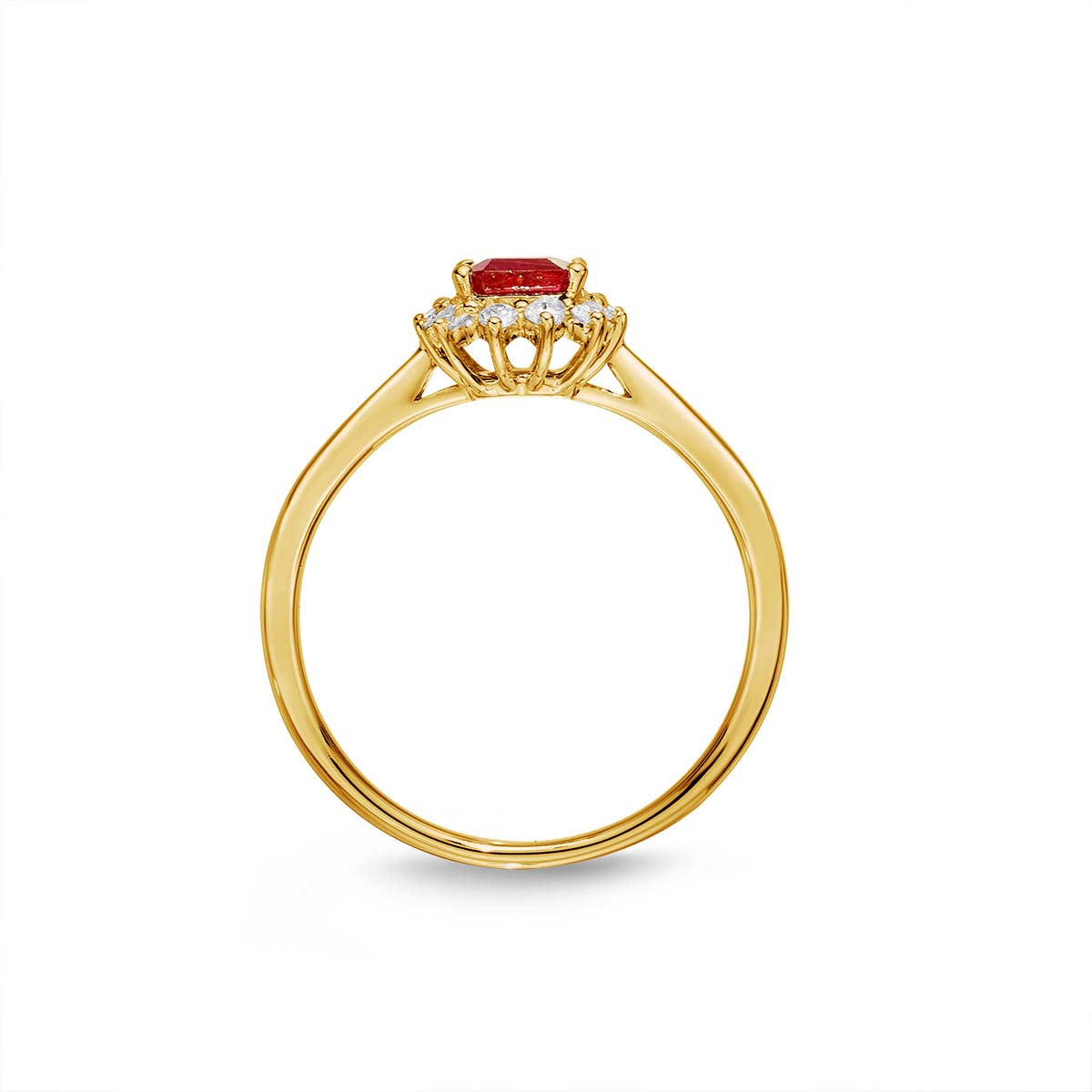 Ruby Ring 5x7mm Ruby & 0.21ct Diamonds in 18K Yellow Gold