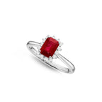 Ruby Ring 5x7mm Ruby & 0.21ct Diamonds in 18K White Gold