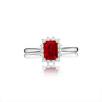 Ruby Ring 5x7mm Ruby & 0.21ct Diamonds in 18K White Gold