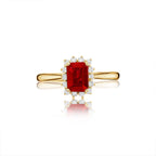 Ruby Ring 5x7mm Ruby & 0.21ct Diamonds in 18K Yellow Gold