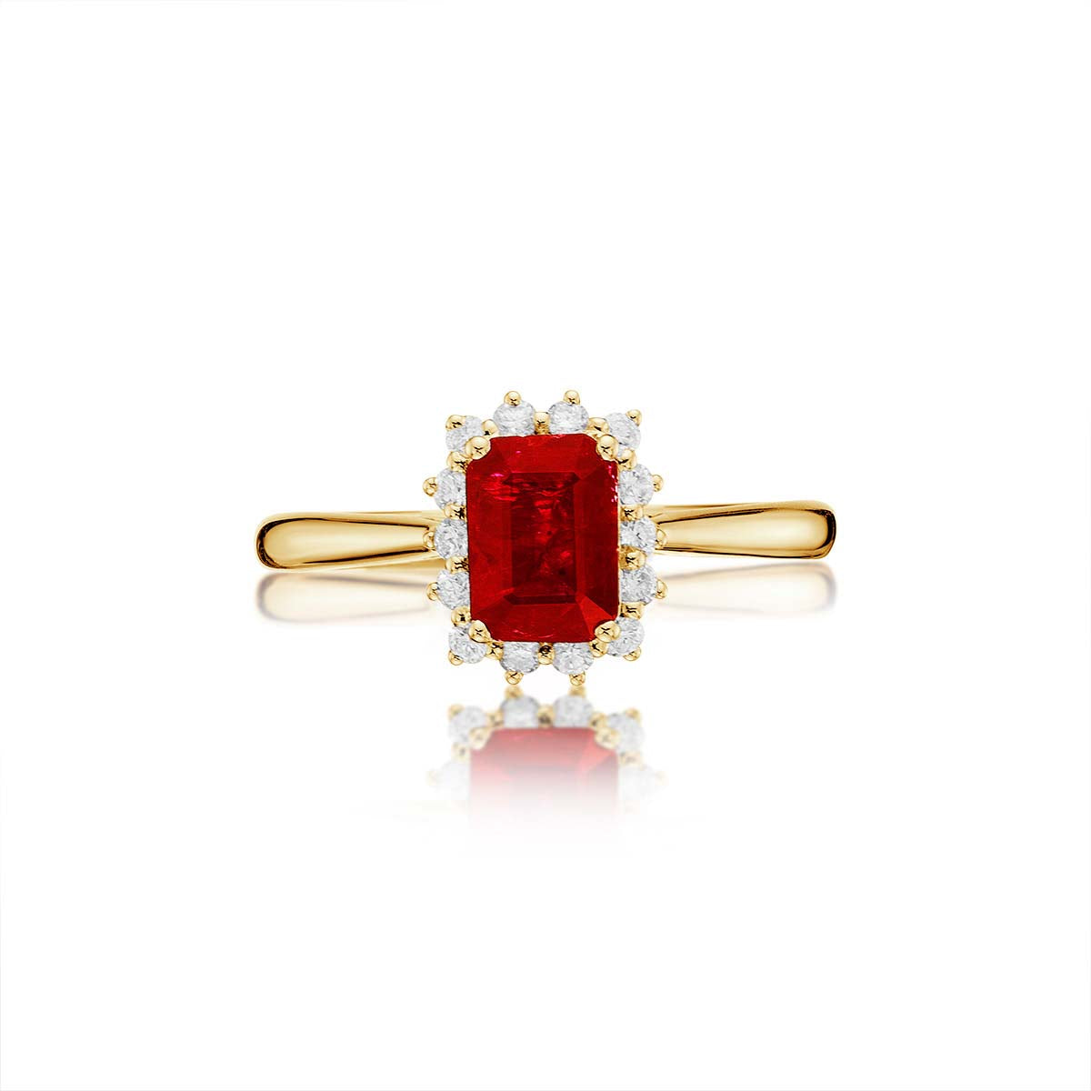 Ruby Ring 5x7mm Ruby & 0.21ct Diamonds in 18K Yellow Gold
