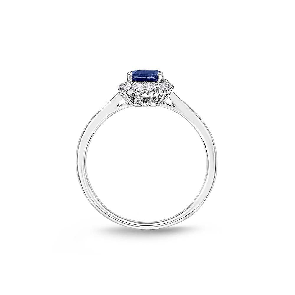 Sapphire Ring 5x7mm Sapphire & 0.21ct Diamonds in 18K White Gold