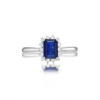 Sapphire Ring 5x7mm Sapphire & 0.21ct Diamonds in 18K White Gold