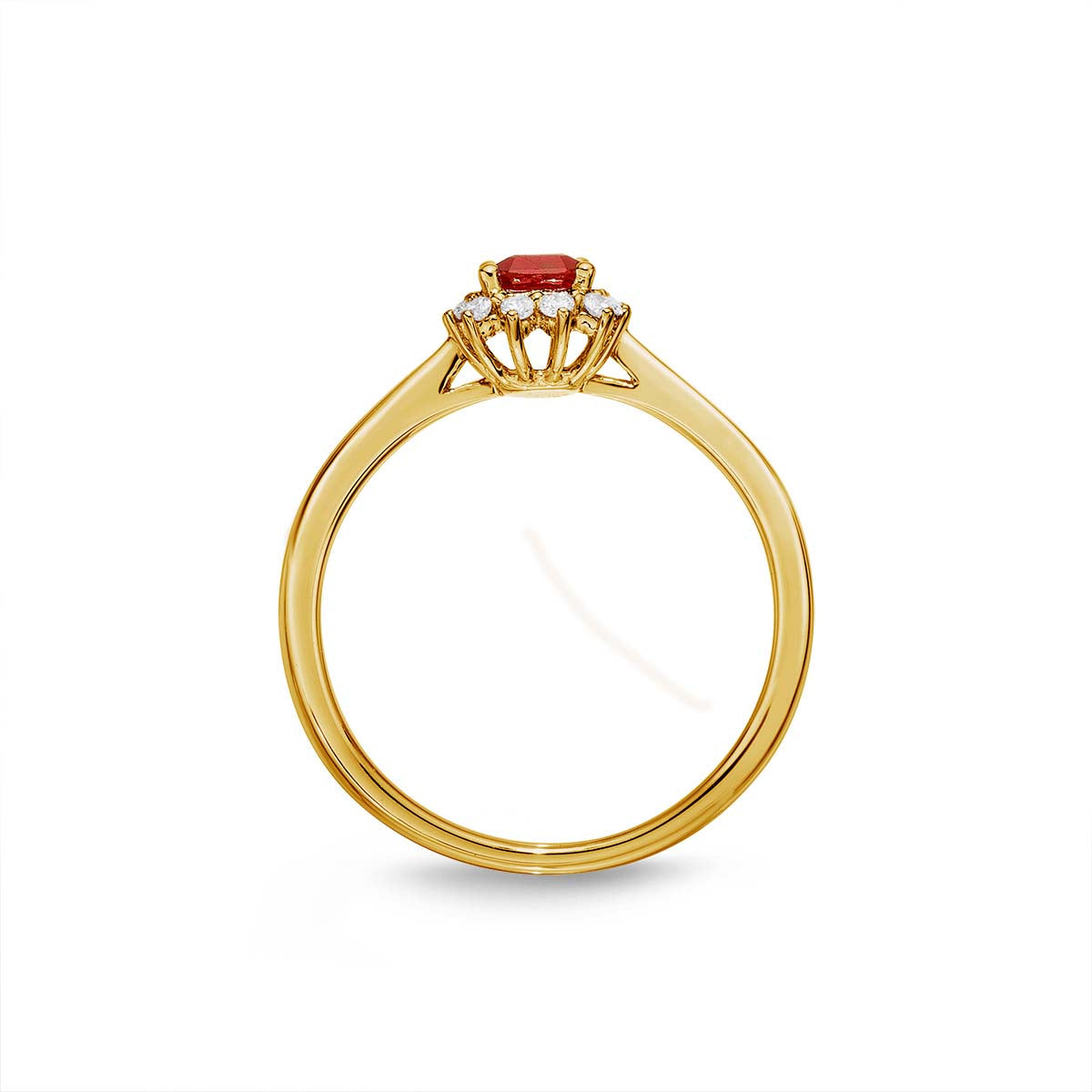 Ruby Ring 4x6mm Ruby & 0.14ct Diamonds in 18K Yellow Gold