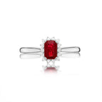 Ruby Ring 4x6mm Ruby & 0.14ct Diamonds in 18K White Gold