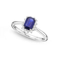 Sapphire Ring 4x6mm Sapphire & 0.14ct Diamonds in 18K White Gold