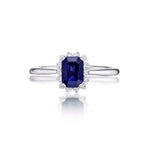 Sapphire Ring 4x6mm Sapphire & 0.14ct Diamonds in 18K White Gold