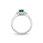 Emerald Ring 5x7mm Octagon Emerald & 0.10ct Diamonds 18K White Gold