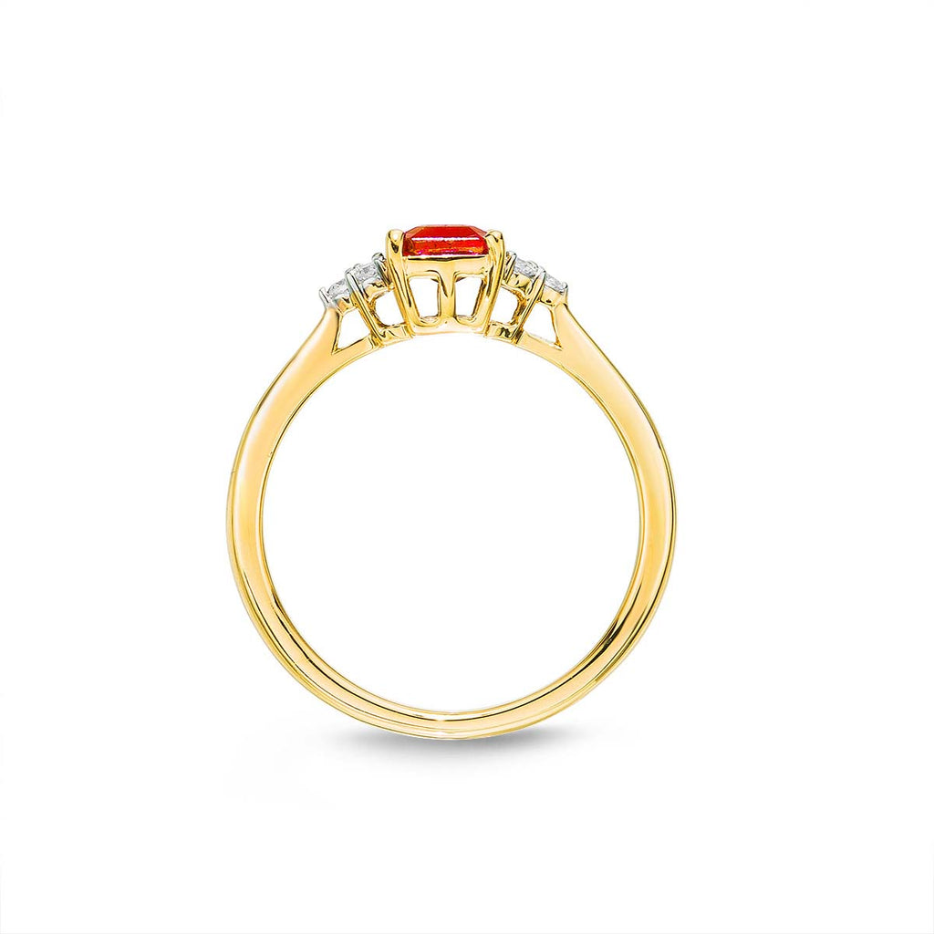 Ruby Ring 5x7mm Octagon Ruby & 0.10ct Diamonds 18K Yellow Gold