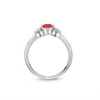 Ruby Ring 5x7mm Octagon Ruby & 0.10ct Diamonds 18K White Gold