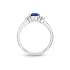 Sapphire Ring 5x7mm Blue Sapphire & 0.10ct Diamonds 18K White Gold
