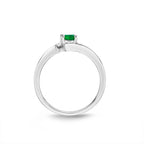 Emerald Ring 4x5mm Oval Emerald & 0.03ct Diamonds in 18K White Gold