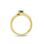 Emerald Ring 4x5mm Oval Emerald & 0.03ct Diamonds in 18K Yellow Gold