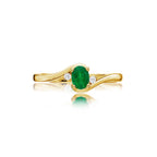 Emerald Ring 4x5mm Oval Emerald & 0.03ct Diamonds in 18K Yellow Gold
