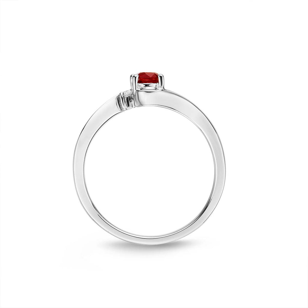 Ruby Ring 4x5mm Oval Ruby & 0.03ct Diamonds in 18K White Gold