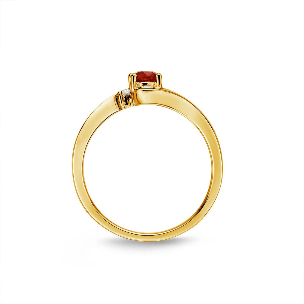 Ruby Ring 4x5mm Oval Ruby & 0.03ct Diamonds in 18K Yellow Gold