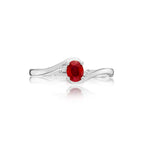 Ruby Ring 4x5mm Oval Ruby & 0.03ct Diamonds in 18K White Gold