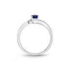 Sapphire Ring 4x5mm Blue Sapphire & 0.03ct Diamonds in 18K White Gold