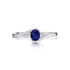 Sapphire Ring 4x5mm Blue Sapphire & 0.03ct Diamonds in 18K White Gold