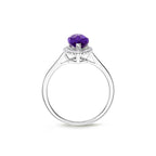 Marquise Amethyst Ring 6x12mm Amethyst 0.13ct Diamonds 18K White Gold