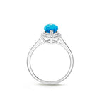 Marquise Blue Topaz Ring 6x12mm Topaz 0.13ct Diamonds 18K White Gold