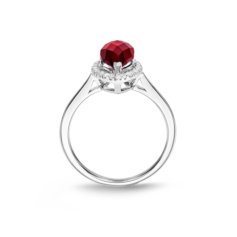 Marquise Garnet Ring 6x12mm Garnet 0.13ct Diamonds 18K White Gold