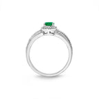 Emerald Ring 5x7mm Oval Emerald & 0.14ct Diamonds in 18K White Gold 