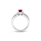 Ruby Ring 5x7mm Oval Ruby & 0.14ct Diamonds in 18K White Gold