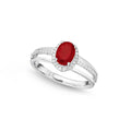 Ruby Ring 5x7mm Oval Ruby & 0.14ct Diamonds in 18K White Gold