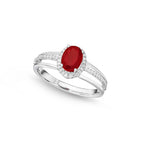 Ruby Ring 5x7mm Oval Ruby & 0.14ct Diamonds in 18K White Gold