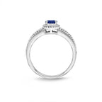 Sapphire Ring 5x7mm Oval Sapphire & 0.14ct Diamonds in 18K White Gold
