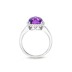 Cushion Amethyst Ring 9x12mm Amethyst & 0.21ct Diamonds 18K White Gold