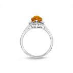 Pear Citrine Ring 7x9mm Citrine & 0.14ct Diamonds 18K White Gold