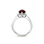 Pear Garnet Ring 7x9mm Garnet & 0.14ct Diamonds 18K White Gold