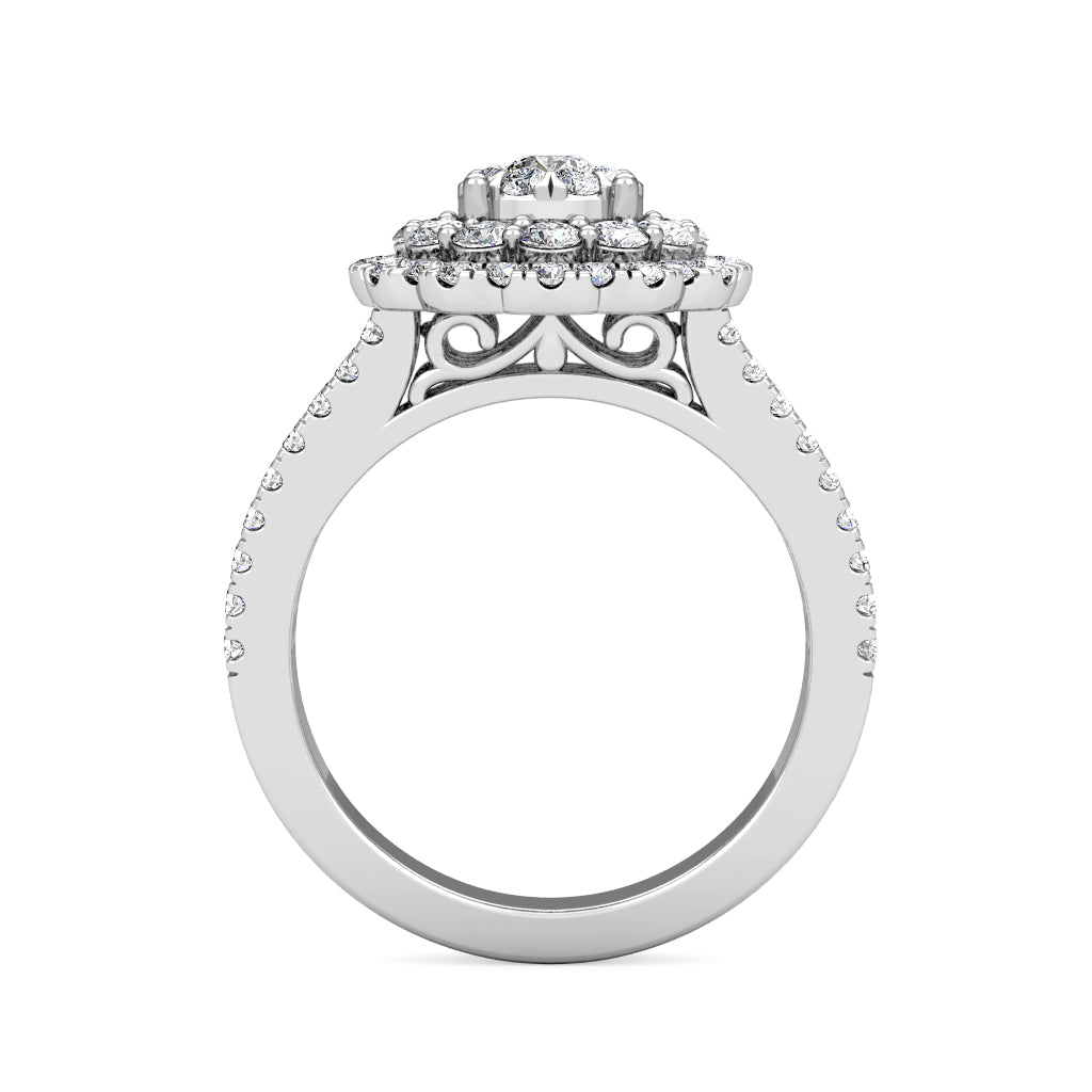 Aurora Diamond Cluster Engagement Ring 1.10ct Diamonds in 18K White Gold