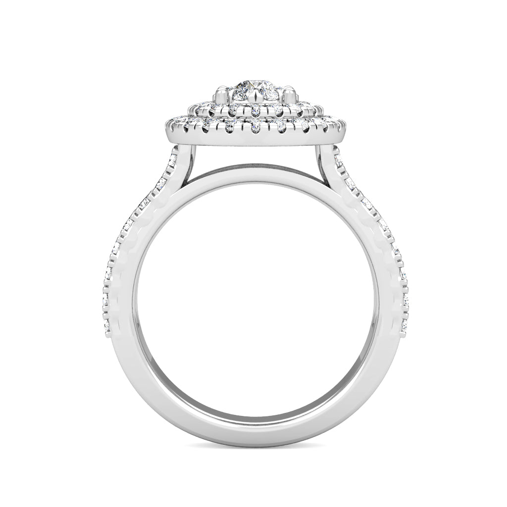Bella Diamond Cluster Engagement Ring 1.02ct Diamonds in 18K White Gold
